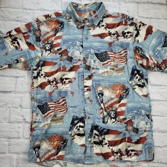 Redhead Americana Flag Short Sleeve Shirt size Large - Picture 1 of 6